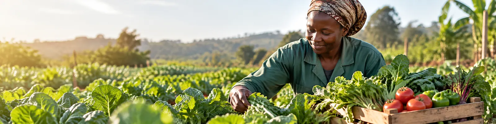 Farmer with a crate of freshly harvested vegetables